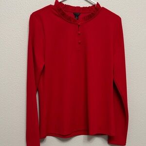 Ann Taylor Vibrant Red Ruffle Blouse